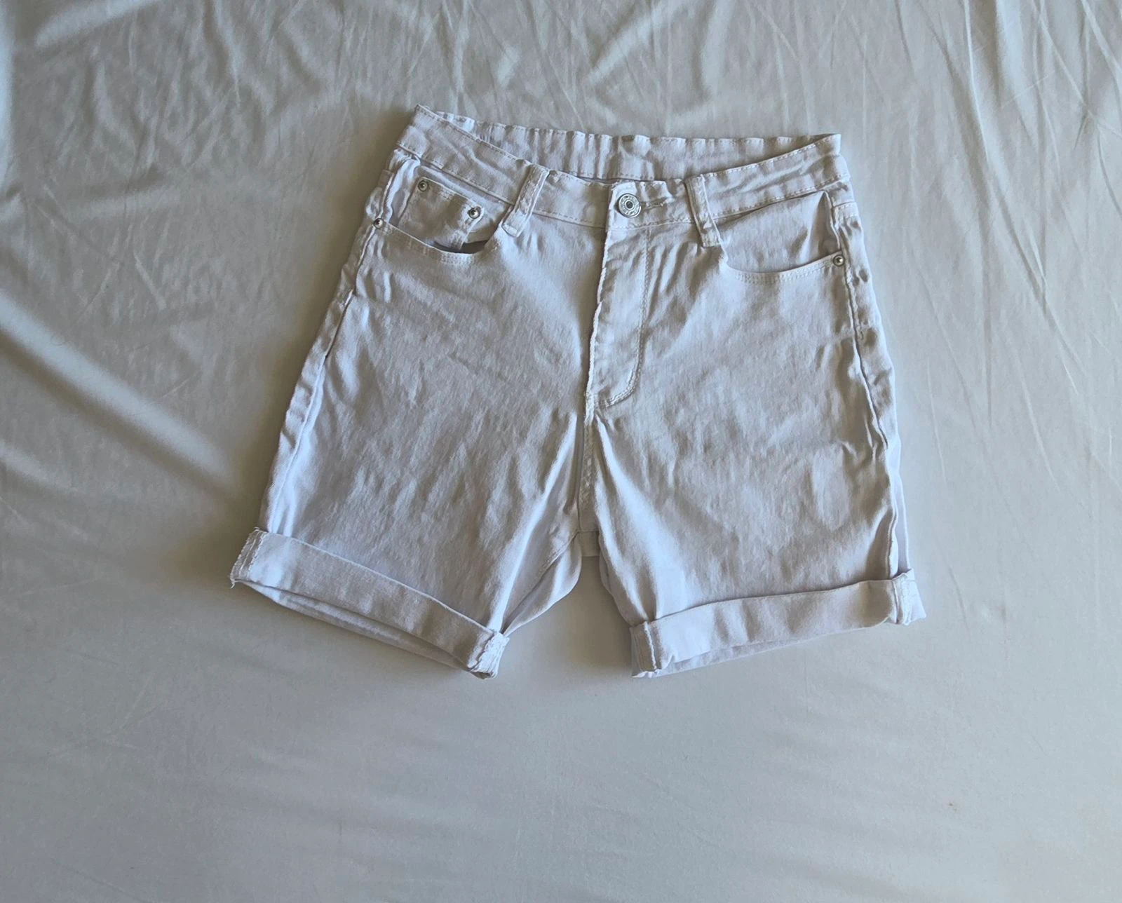 Short en jean blanc Fashion Jeans Taille S 36 revers – photo 2